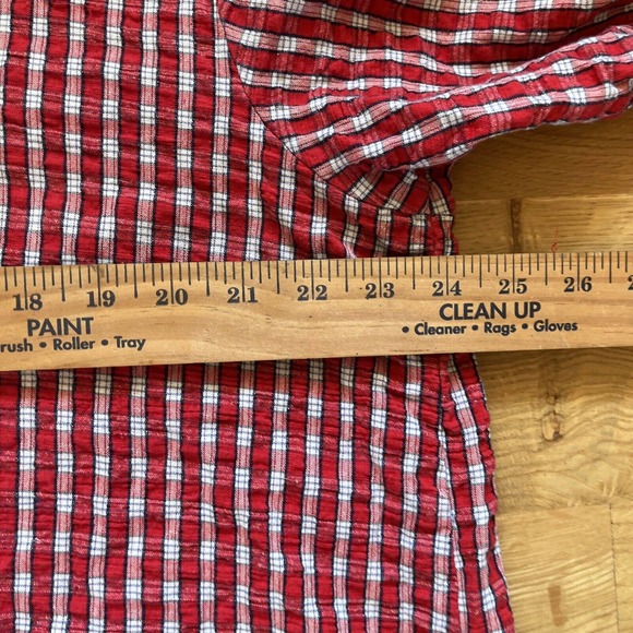 Vtg Lady Lori Womens Red Plaid Tunic Top Sz XL Lagenlook Button Up Lumberjack - Picture 10 of 15